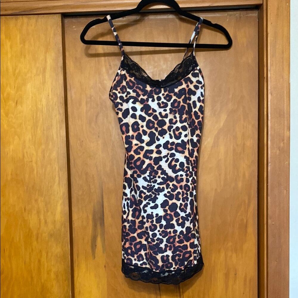 PrettyLittleThing Leopard Print Animal Print Black Lace Chemise Vixen Wild Sexy